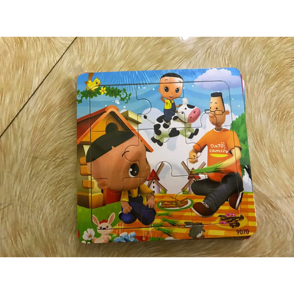 Bộ xếp hình bằng gỗ 9 mảnh và bộ 16 mảnh ghép thông minh cho bé