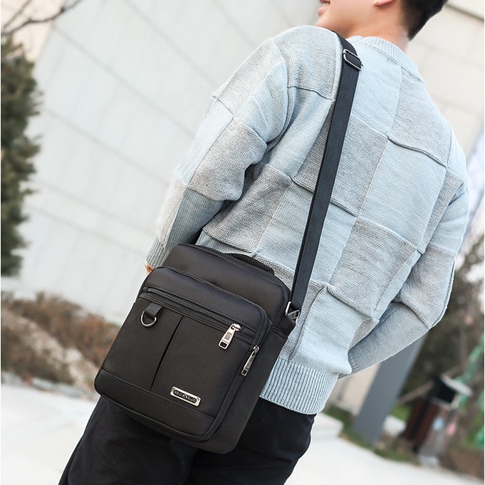 Túi Nam Đeo Chéo Mini Bag LEO Vải Oxford Nhập Khẩu Cao Cấp Chống Nước Màu Đen T23 | BigBuy360 - bigbuy360.vn