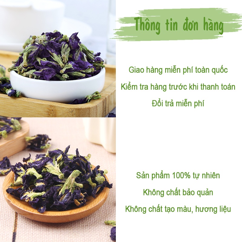 Trà Hoa Đậu Biếc ❤️Freeship❤️ 100gr Sấy lạnh Nguyên Bông làm đẹp da giảm căng thẳng stress loại cao cấp