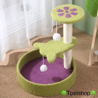[Hàng mới]Cattree nhà cây trụ cào móng cho mèo-Chất liệu tốt, mềm mại-Thiết kế 3 tầng tiện lợi cho bé leo trèo nghỉ ngơi