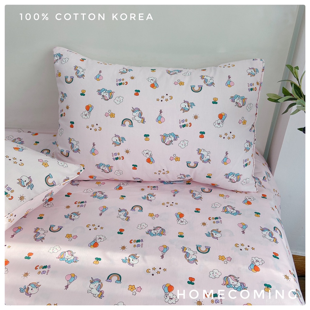 Vỏ gối nằm cotton Hàn ngựa hồng pony kích thước 35x50/45x65/50x70 thương hiệu Homecoming VN