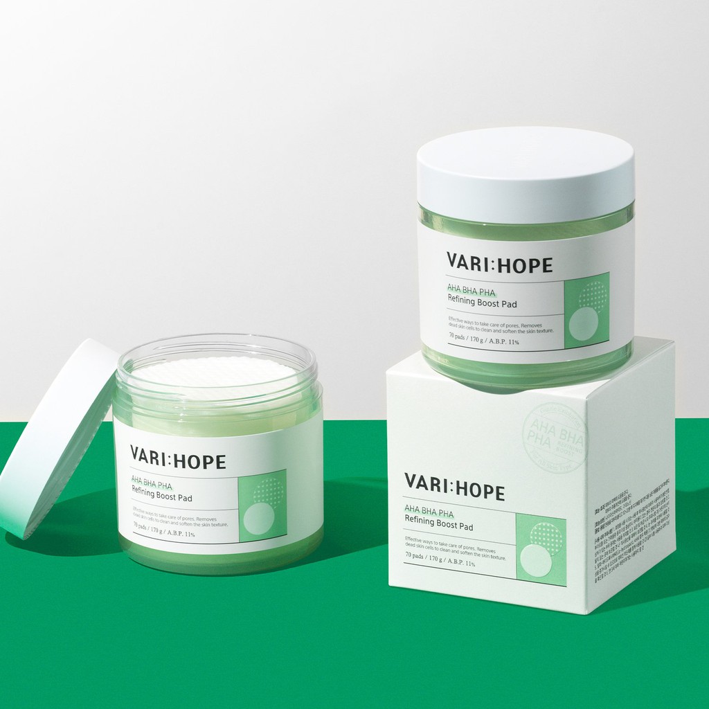 Bông Tẩy Tế Bào Chết Vari:Hope AHA BHA PHA Refining Boost Pad VariHope 70 Miếng