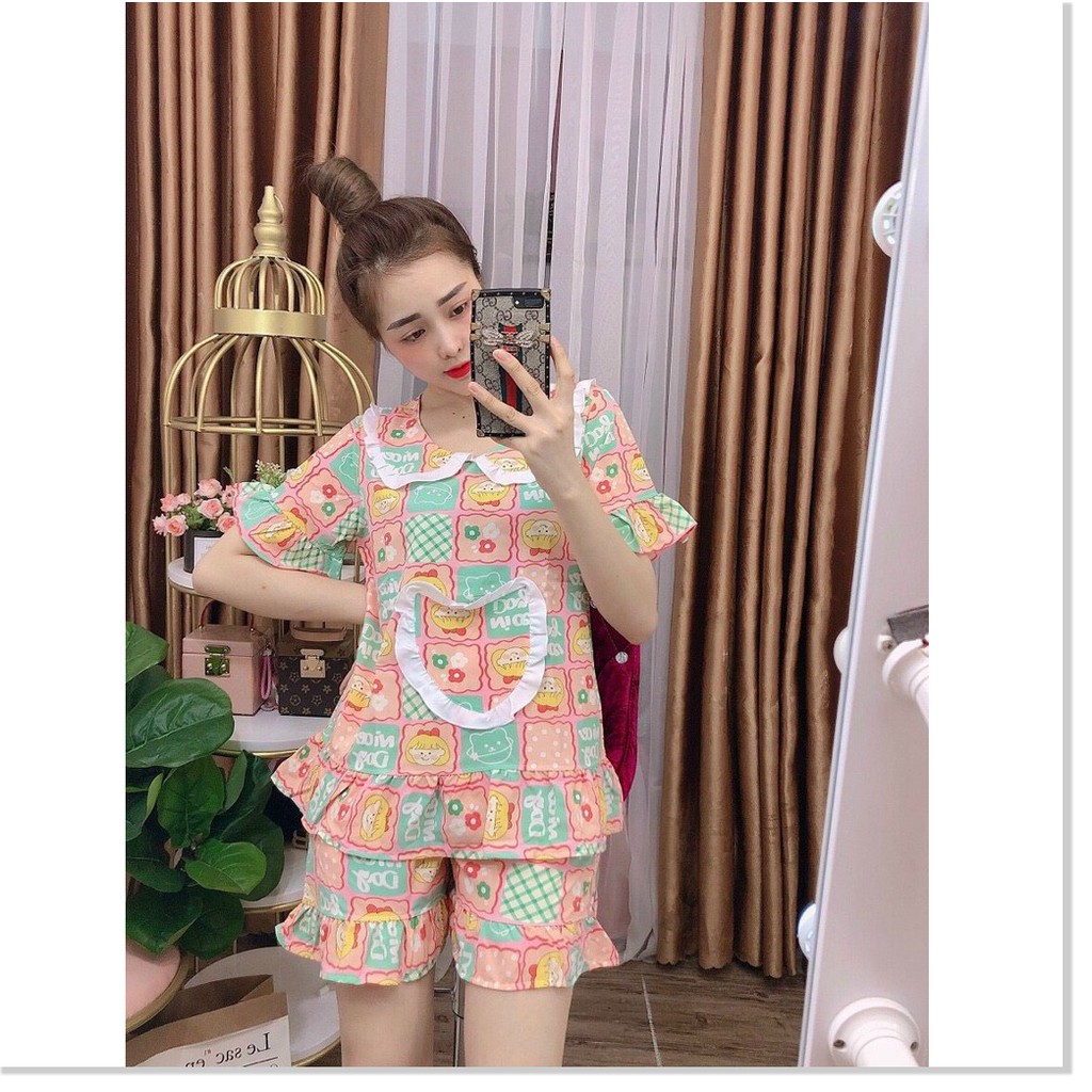 Set bộ tiểu thư mặc nhà Satin ngắn hoạ tiết đẹp , siêu xinh MẪU MỚI NHẤT HIỆN NAY