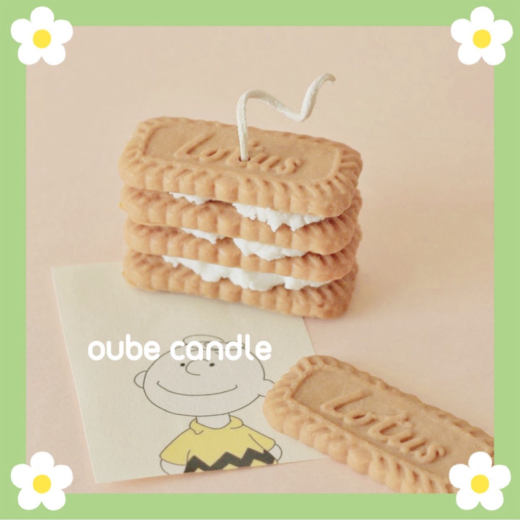 Nến Thơm Tạo Hình Hình Bánh Quy Lotus Yêu Cực - Nến Thơm Tinh Dầu Trang Trí Làm Quà Tặng | Oube Candle NT75