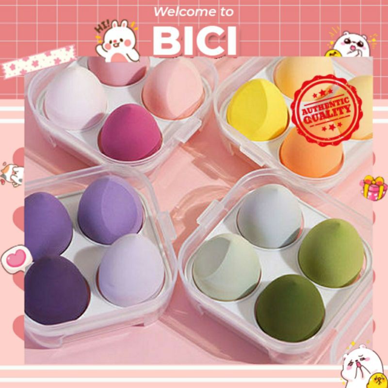 Set 4 Bông Mút Trang Điểm Hình Giọt Nước Nội Địa Trung