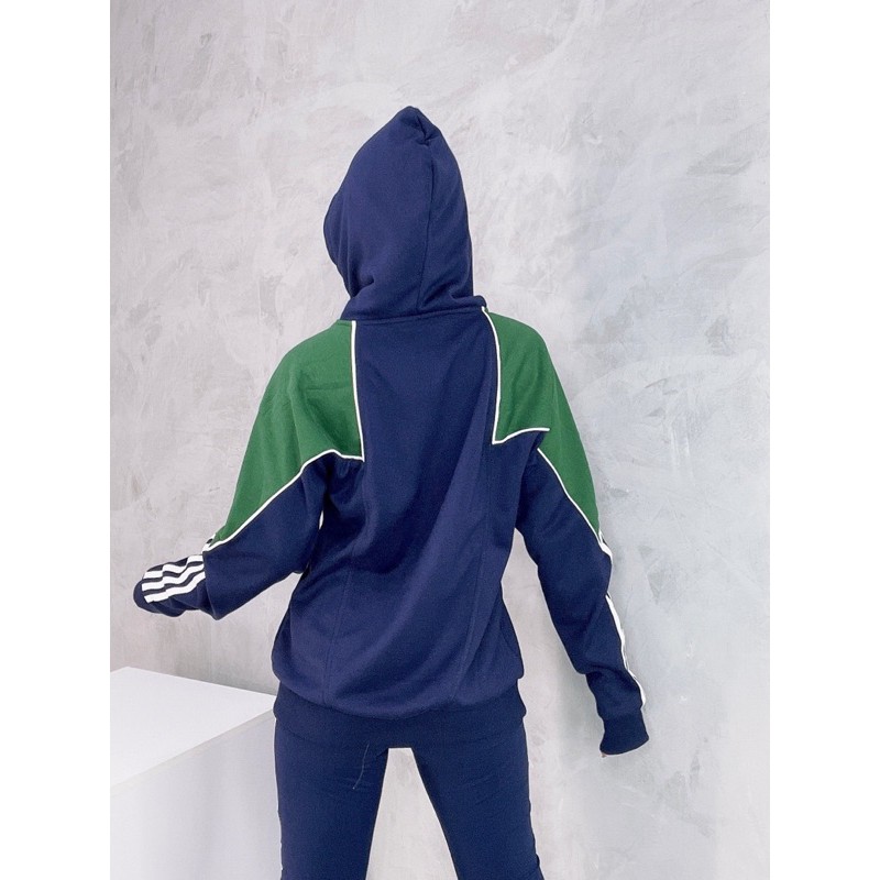 Xuất xịn  Áo hoodi 1791 BIG TREFOIL ABSTRACT HOODIE NAVY/ GREEN