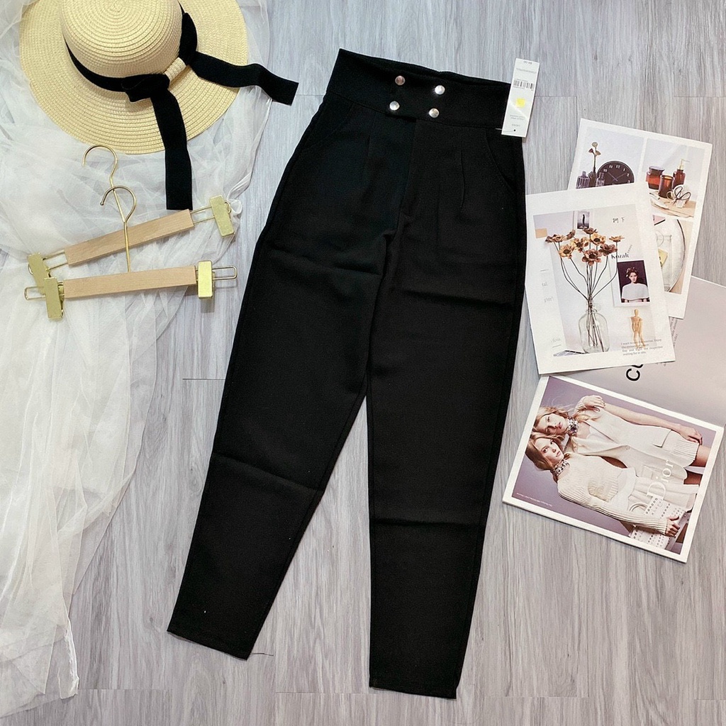 Set bộ áo sơ mi trắng 2 túi nắp tay ngắn quần tây baggy 4 nút công sở, đi làm, đi học