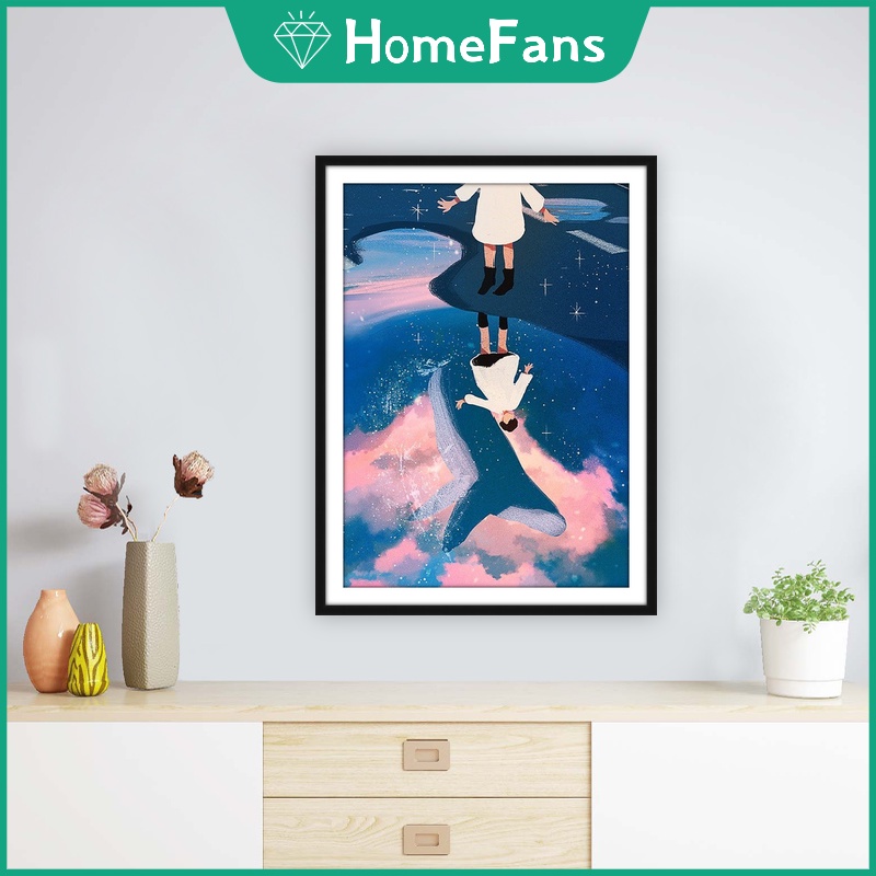 Bộ Tranh Đính Đá 5D Tự Làm 30x40cm / 40x50cm Hình Ngôi Sao / Mặt Trăng / Cá Voi Độc Đáo