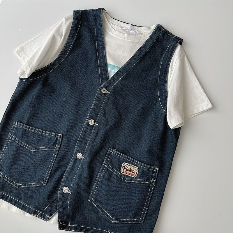 Áo Denim Không Tay Thiết Kế Mới Thời Trang Mùa Hè Theo Phong Cách Hàn Quốc Cho Nữ