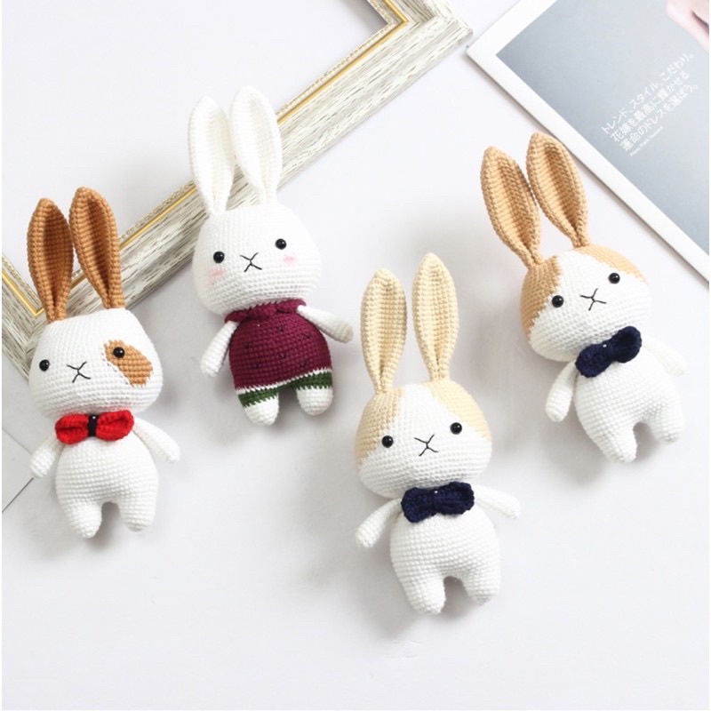 Gói nguyên liệu móc len thú chibi nhồi bông đáng yêu gấu thỏ mèo quà tặng handmade tự làm trang trí decor lenmade