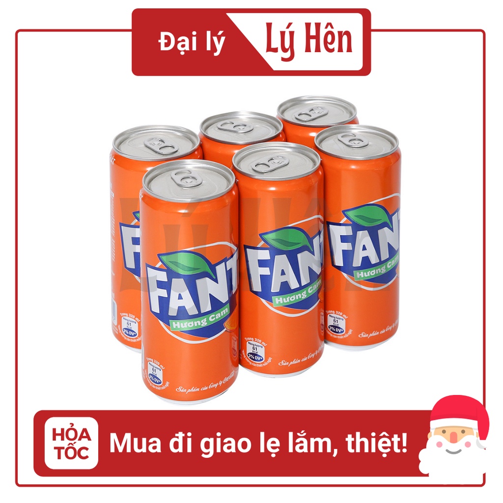 Lốc 6 Lon Nước Ngọt Có Gas Fanta Hương Cam Soft Drink Lon 330ml Date Luôn Mới