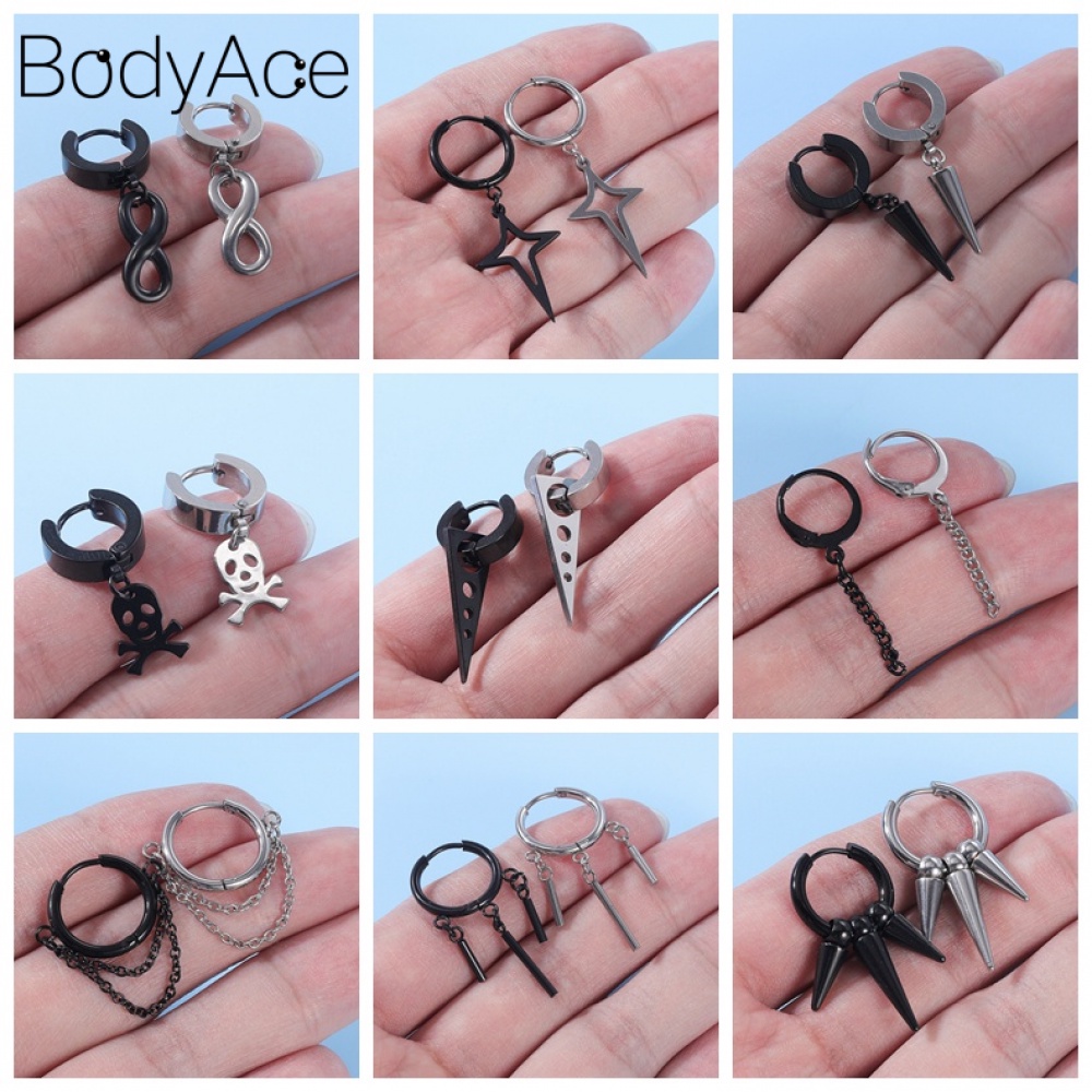 1 Khuyên Tai Hình Thánh Giá Bằng Thép Không Gỉ Phong Cách Gothic