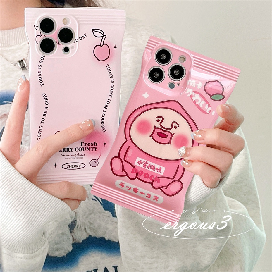 Ốp Điện Thoại Mềm Họa Tiết Quả Đào Kobito Dễ Thương Cho iPhone 14 13 12 11 Pro Max SE2020 X XR Xs Max 7 8 Plus