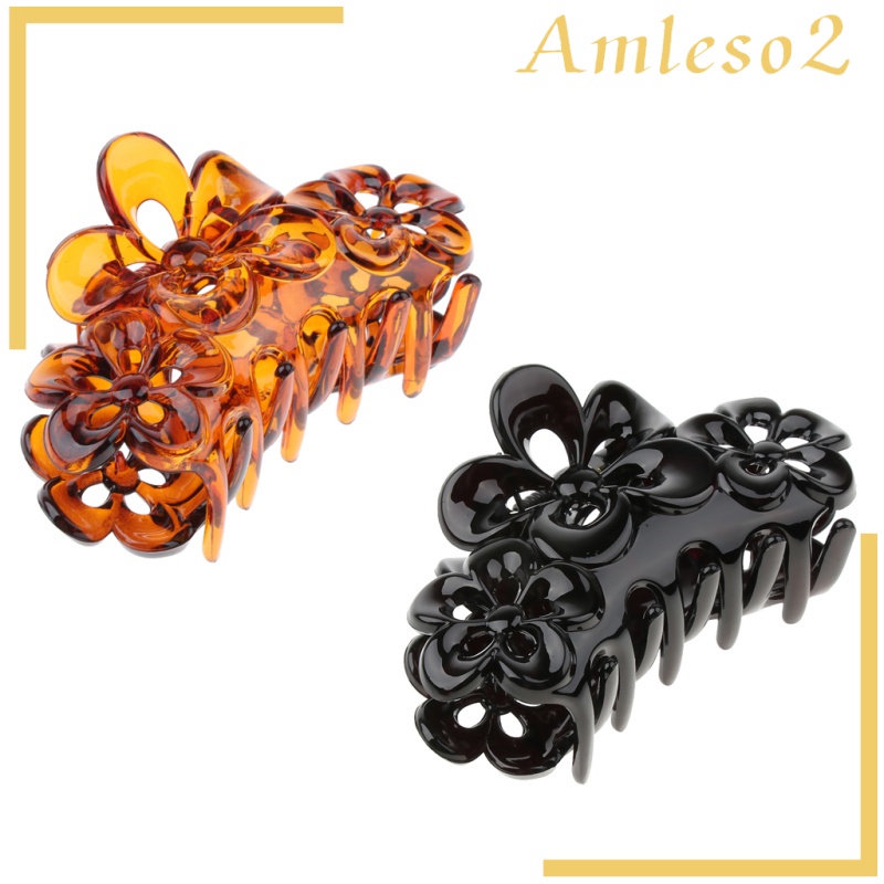 Kẹp Tóc Càng Cua Lớn Hình Hoa Pha Lê Màu Đen Cho Nữ Amleso2