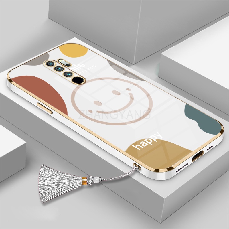 Ốp Điện Thoại TPU Silicon Mạ Điện Hình Mặt Cười Kèm Dây Đeo Cho Redmi note 8 pro