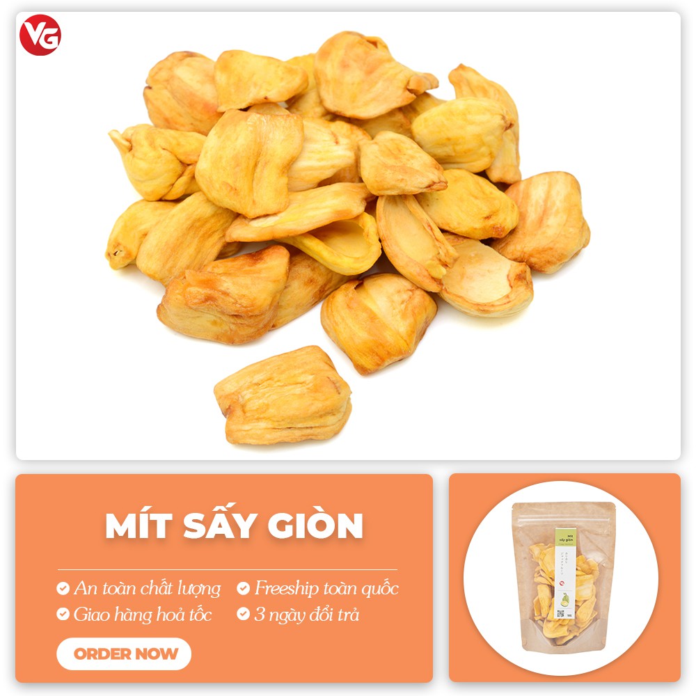 Mít sấy giòn hàng xuất khẩu, Mít thái sấy giòn vị ngọt thơm sản phẩm ăn vặt, tốt cho sức khoẻ quà tặng 100g VIETGOURMET