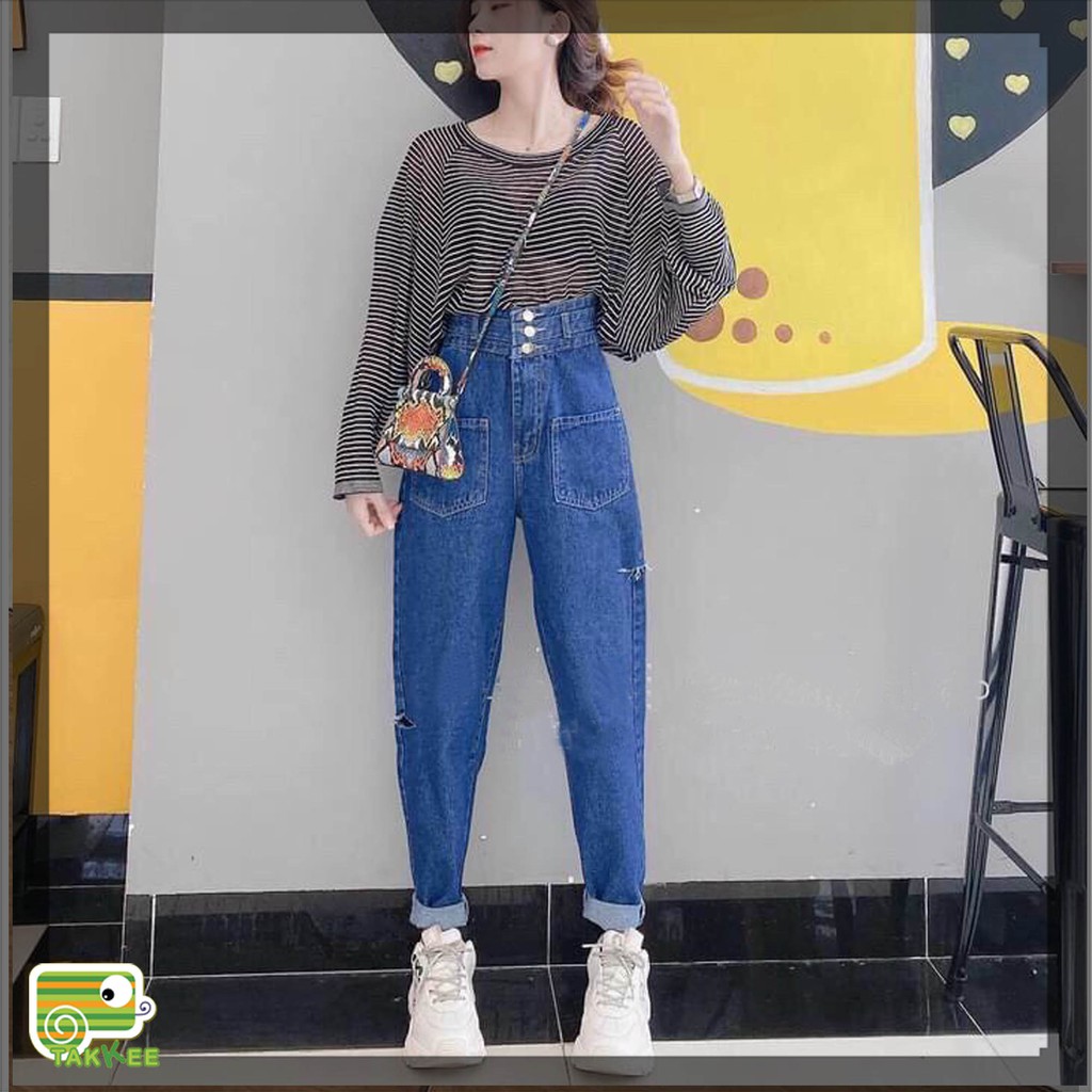 Quần Jean Baggy Cạp Cao Mẫu Mới Hot Trend