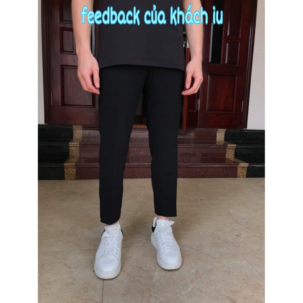 Quần vải baggy màu đen dáng chuẩn phong cách Hàn Quốc | BigBuy360 - bigbuy360.vn