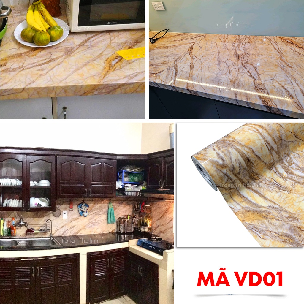 Giấy dán giả đá dán bếp chống dầu mỡ, decal vân đá nhiều mẫu dán mặt bàn, tủ, tường đẹp giá rẻ - Trang Trí Hà Linh