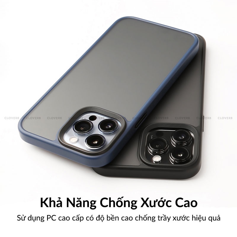 Ốp Lưng Nhám Viền Màu Likgus U Shield Chống Bám Vân Tay Phím Bấm Kim Loại Bảo Vệ Camera Cho IP14 13 Pro Max CloverB