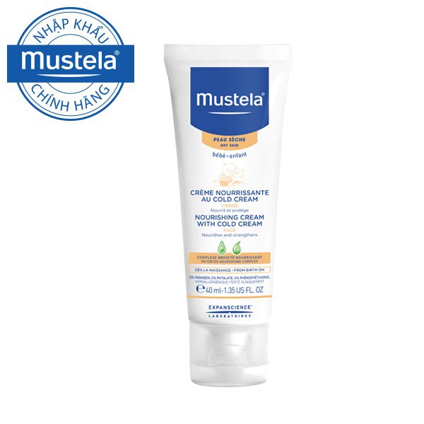 Kem Dưỡng Da Mặt Cho Trẻ Sơ Sinh &amp; Em Bé Da Khô Mustela Nourishing Cream With Cold Cream 40ml