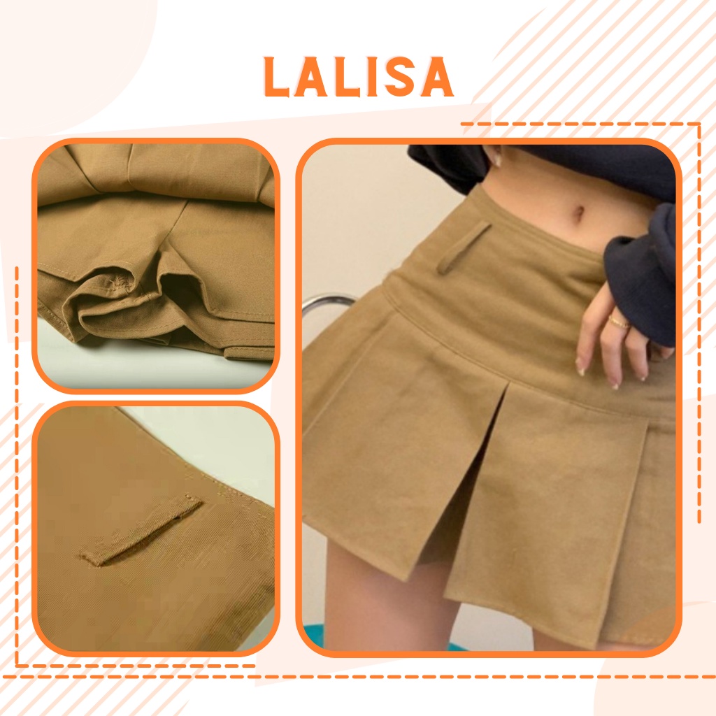 Chân Váy Lưng Cao LALISA Chân Váy Chữ A Thiết Kế Hàn Quốc Dáng Xòe Xếp Ly Phù Hợp Đi Chơi, Đi Dạo Phố CV009