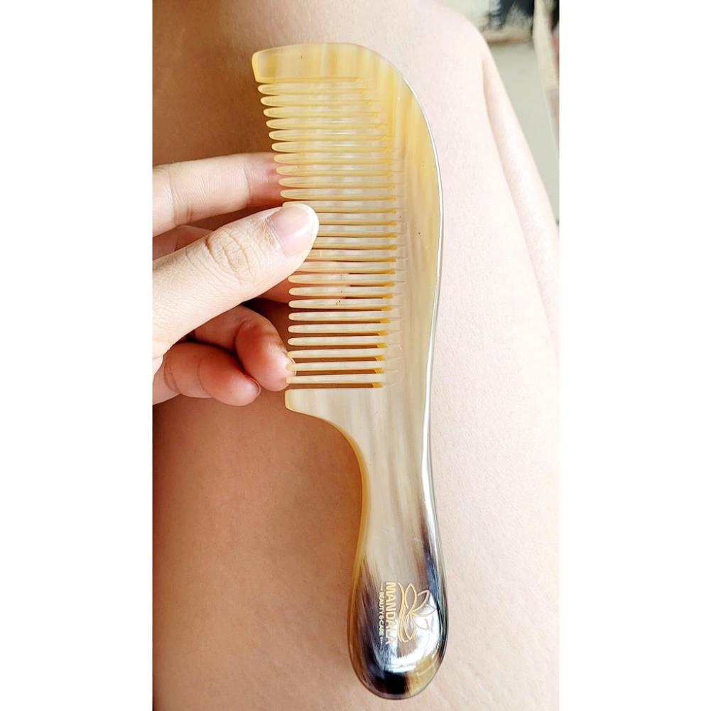 Lược sừng Mandala, lược sừng chuôi trơn cao cấp cung cấp Keratin, Protein, Canxi cho tóc - Lalan shop