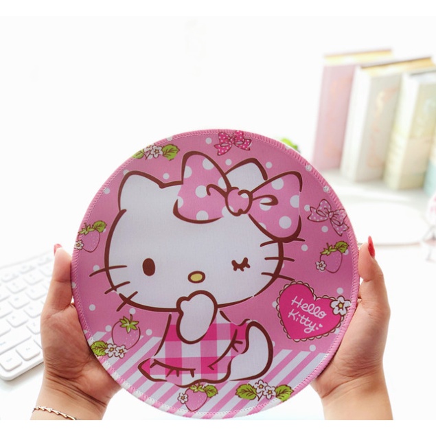 Miếng Lót Chuột Bằng Da Pu Chống Trượt Chống Thấm Nước Hình Mèo Hello Kitty