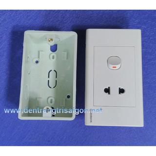 COMBO Bộ 1 Công tắc + 1 Ổ cắm + Đế âm tường - SINO VANLOCK..