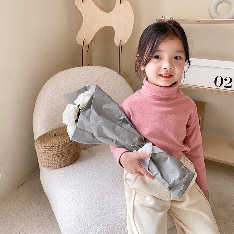 Áo nỉ trơn cổ lọ giữ nhiệt cho bé gái/ trai của Ambb Kids - Quần áo thu đông trẻ em 1-8 tuổi (có clip, ảnh thật)