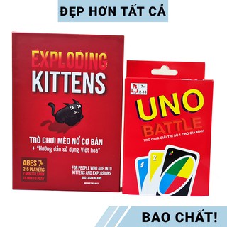 Đồ chơi thẻ bài chiến thuật UNO + MÈO NỔ Exploding Kittens dành cho 2 - 10 người chơi