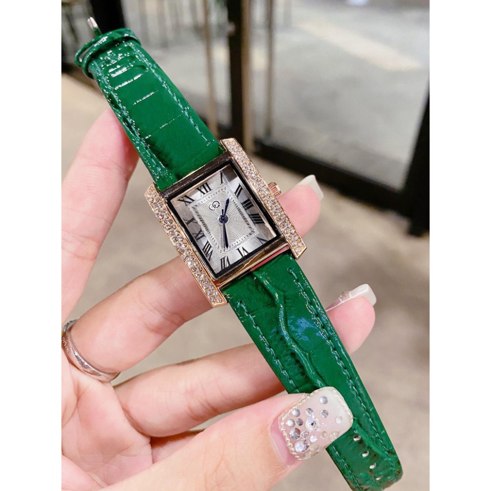 Đồng hồ nữ thời trang GQ dây da mặt vuông viền đính đá sang trọng quí phái - Tặng kèm hộp và Pin - KÉT Shop | BigBuy360 - bigbuy360.vn