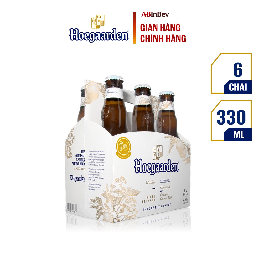 Lốc 6 Chai Hoegaarden White - Bia Bỉ Lúa Mỳ Chính Hiệu (330ml/ chai)