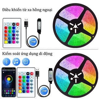 Đèn Led Tiktok 1-10M 5050/2835RGB Cuộn dây led Mix DIY Trên Màu Trang Trí Phòng Ngủ Nháy Theo Nhạc Sử Dụng App
