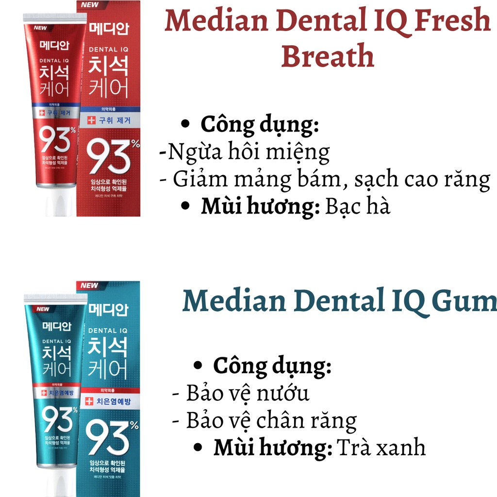 Kem đánh răng Hàn Quốc trắng răng MEDIAN DENTAL IQ 93% 120g DR02