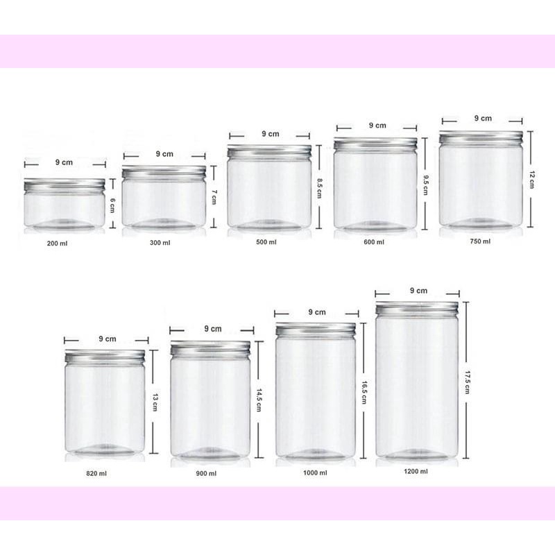 Hộp Nhựa, Hũ Nhựa Pet Nắp Nhôm Đựng Thực Phẩm, Đồ Khô, Ngũ Côc   600 700  750 800 1000 1200 ml