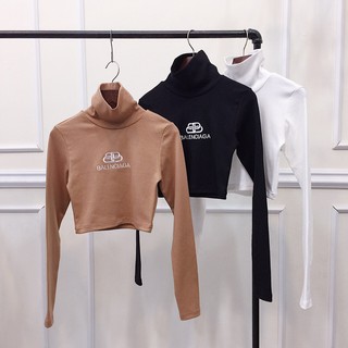 [ SALE XẢ KHO LỖ VỐN ] ÁO CROPTOP CỔ LỌ TAY DÀI THÊU CHỮ - FORM ÔM BODY SIÊU CHUẨN - CHẤT THUN BOZIP XỊN DÀY DẶN