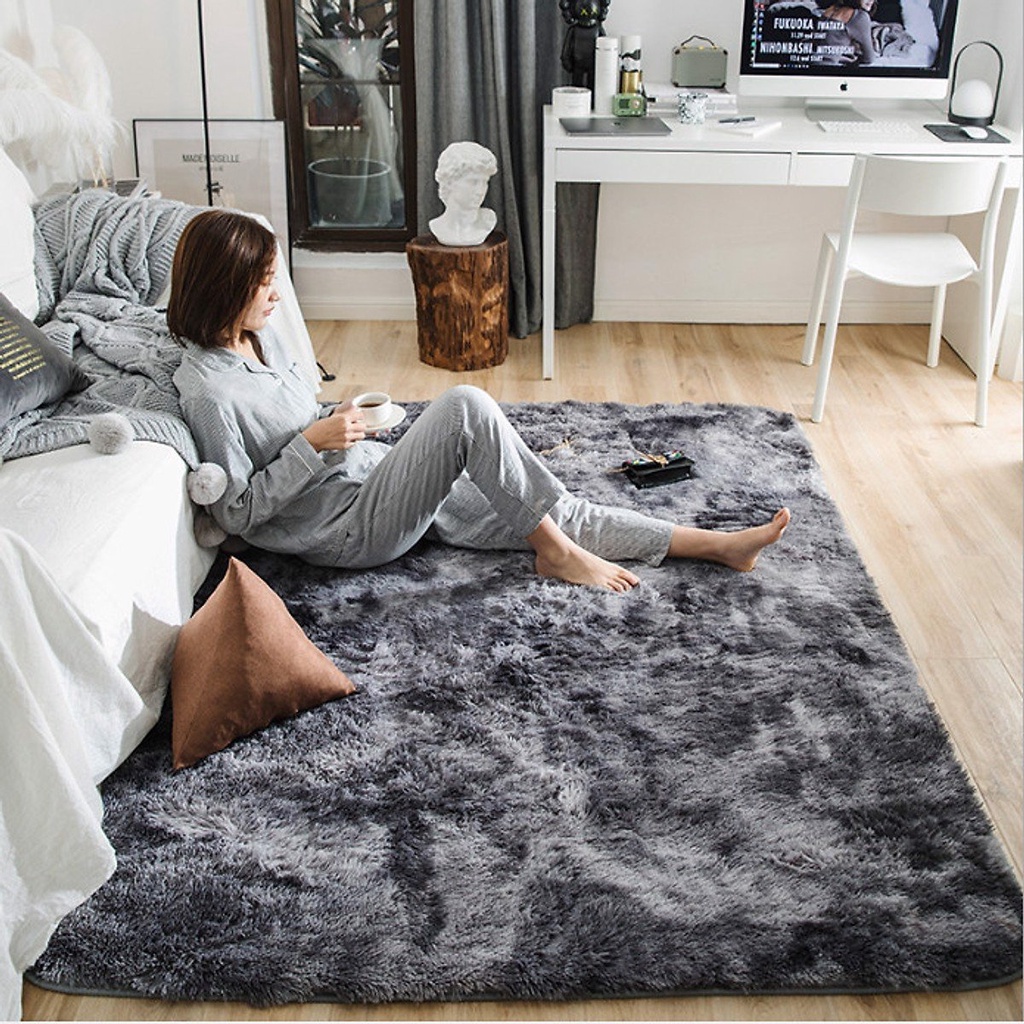 Thảm lông loang trải sàn, thảm trang trí phòng ngủ phòng khách mẫu mới 2022 KD BEDDING kích thước 1m6 x 2m