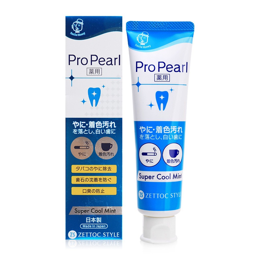 Kem đánh răng bạc hà siêu mát lạnh Nippon Zettoc Toothpaste ProPearl Super Cool Mint 100g (ZS)