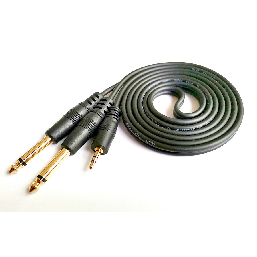 『1.5M/3M/5M/10M』Cáp âm thanh chữ Y đổi đầu 3.5mm 1/4" TRS sang hai đầu 6.35mm 1/8"