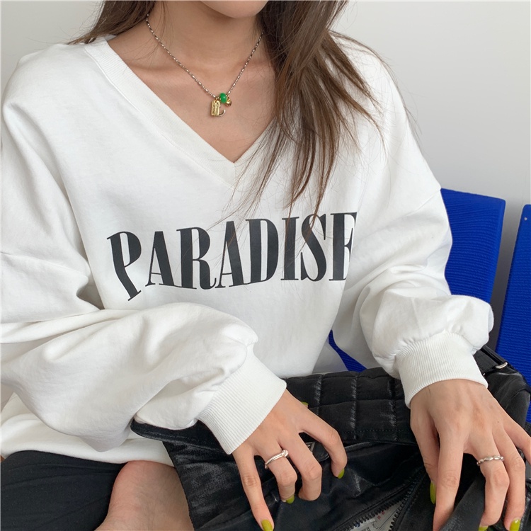 Áo Sweater Nữ Tay Dài Cổ Chữ V In Chữ Thời Trang 45844 | BigBuy360 - bigbuy360.vn