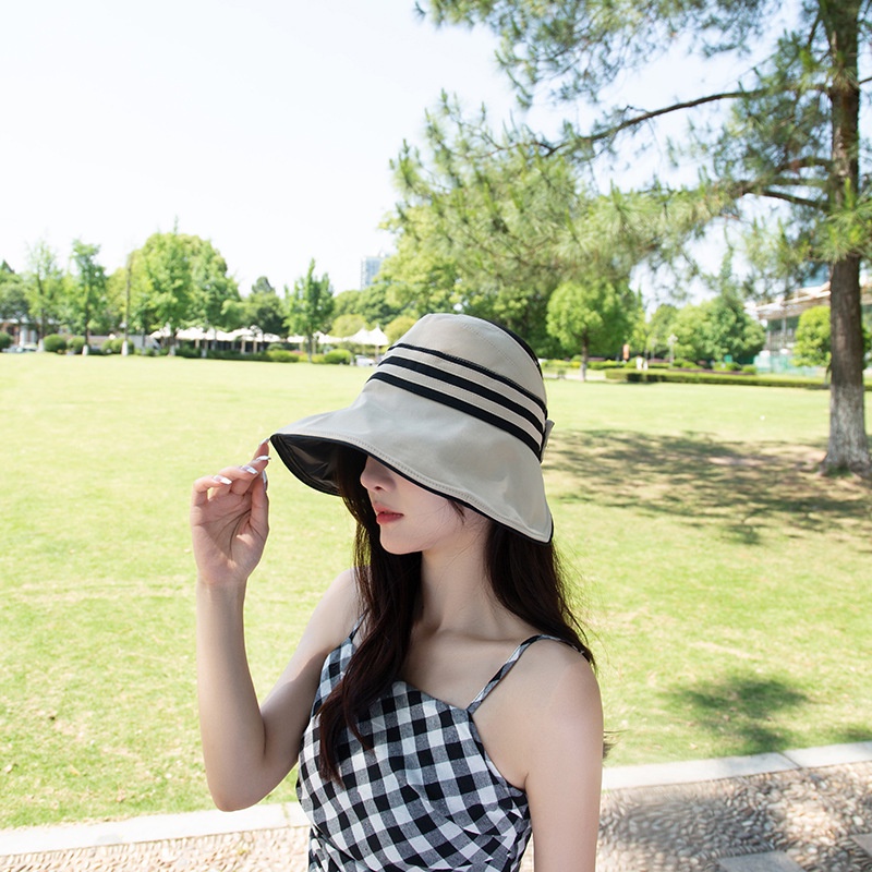 Nón Vành Hở Chóp Sọc Ngang Lớp Vinyl Chống Tia UV