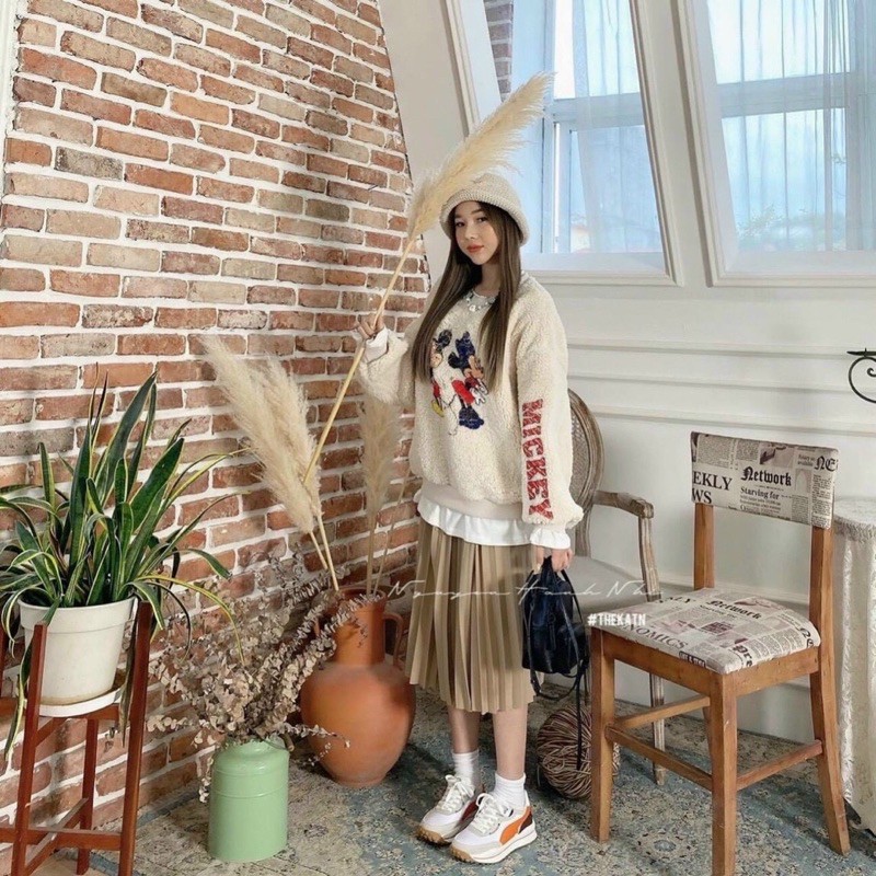 Chân váy xếp ly to Hàn Quốc dài qua gối sang chảnh | BigBuy360 - bigbuy360.vn