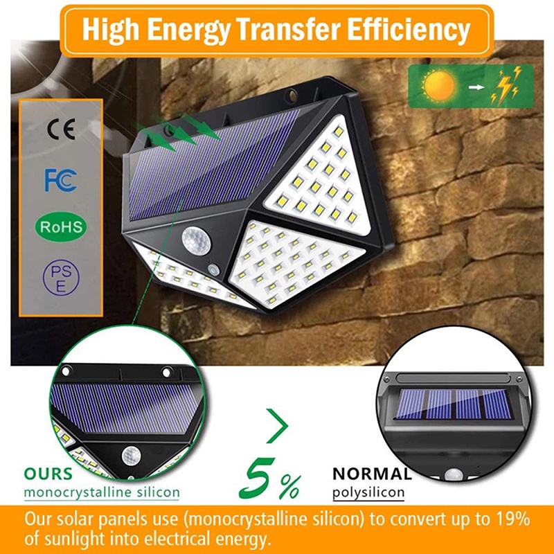 Đèn LED 100 bóng chống thấm nước sử dụng năng lượng mặt trời