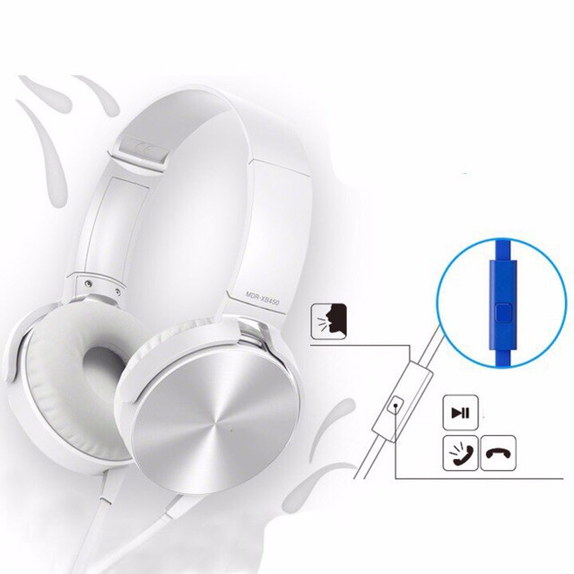 Tai Nghe Chụp Tai MDR -XB450 có mic hỗ trợ đàm thoại, jack cắm 3.5mm tương thích