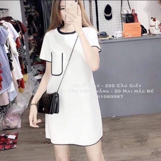 Váy cotton chạy viền kèm video ảnh thật