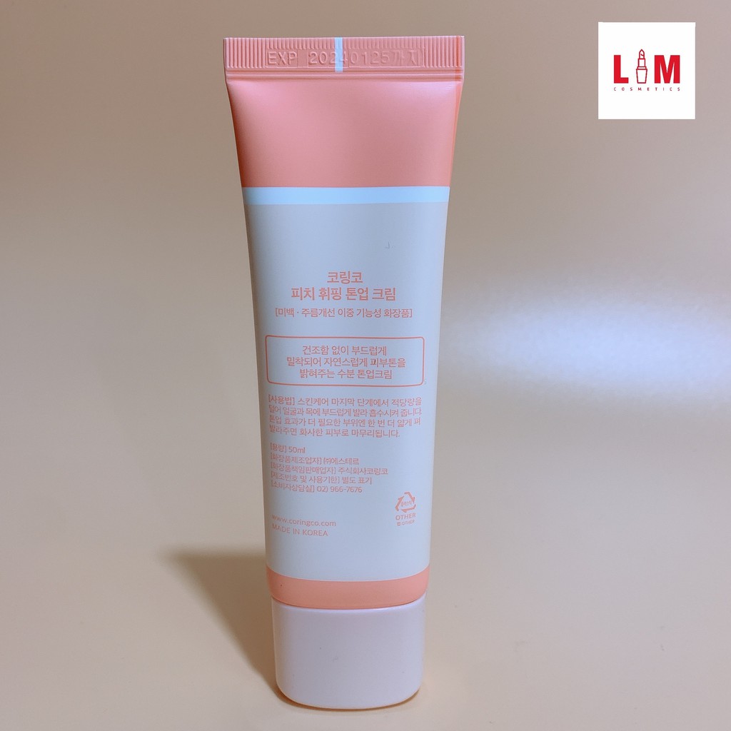 Kem đào nâng tông da Coringco Peach Whipping Tone Up Cream 50ml [Chính Hãng]