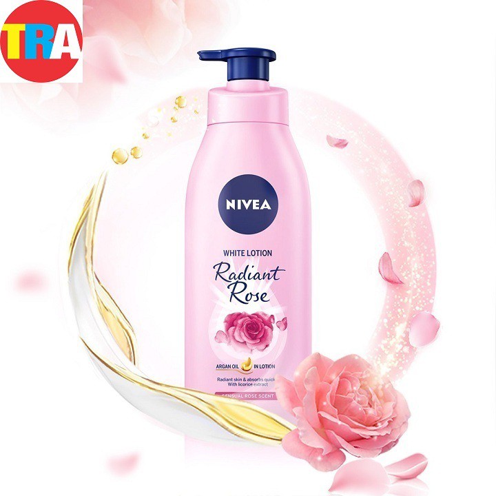 85707-Sữa dưỡng thể dưỡng trắng NIVEA hương hoa hồng Radiant Rose 350ml