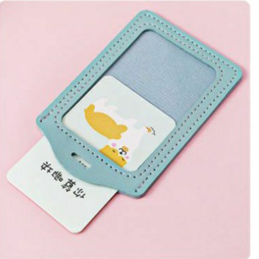 Dây đeo thẻ tên hoạt hình cute dành cho học sinh, sinh viên/ bảng tên phù hiệu đựng vé xe bus da pu in màu pastel