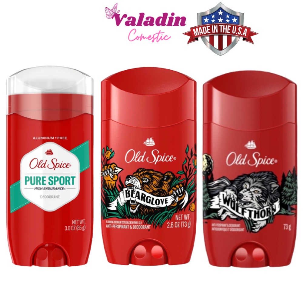 [Hàng Mỹ] Lăn sáp khử mùi nam Old Spice Pure Sport/Bearglove/Wolfthorn/ Lăng khử mùi [Chính hãng]